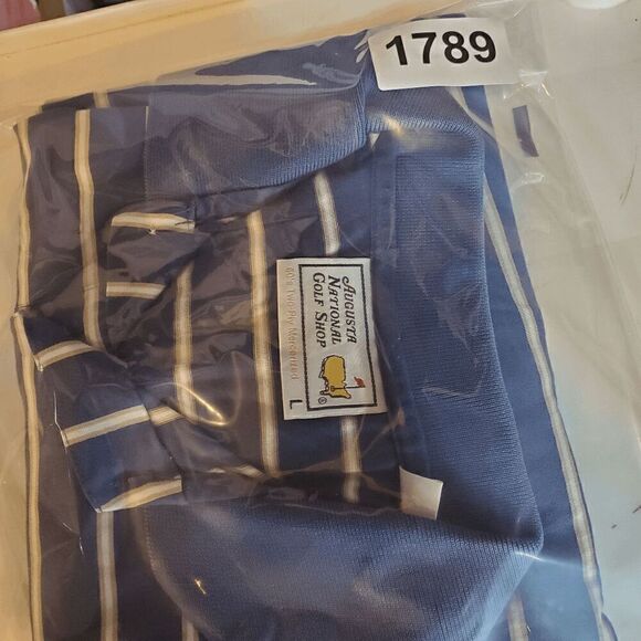 Masters Augusta National Golf Shop Polo Shirt Men L Blue Striped Short Sleeve - Picture 8 of 8